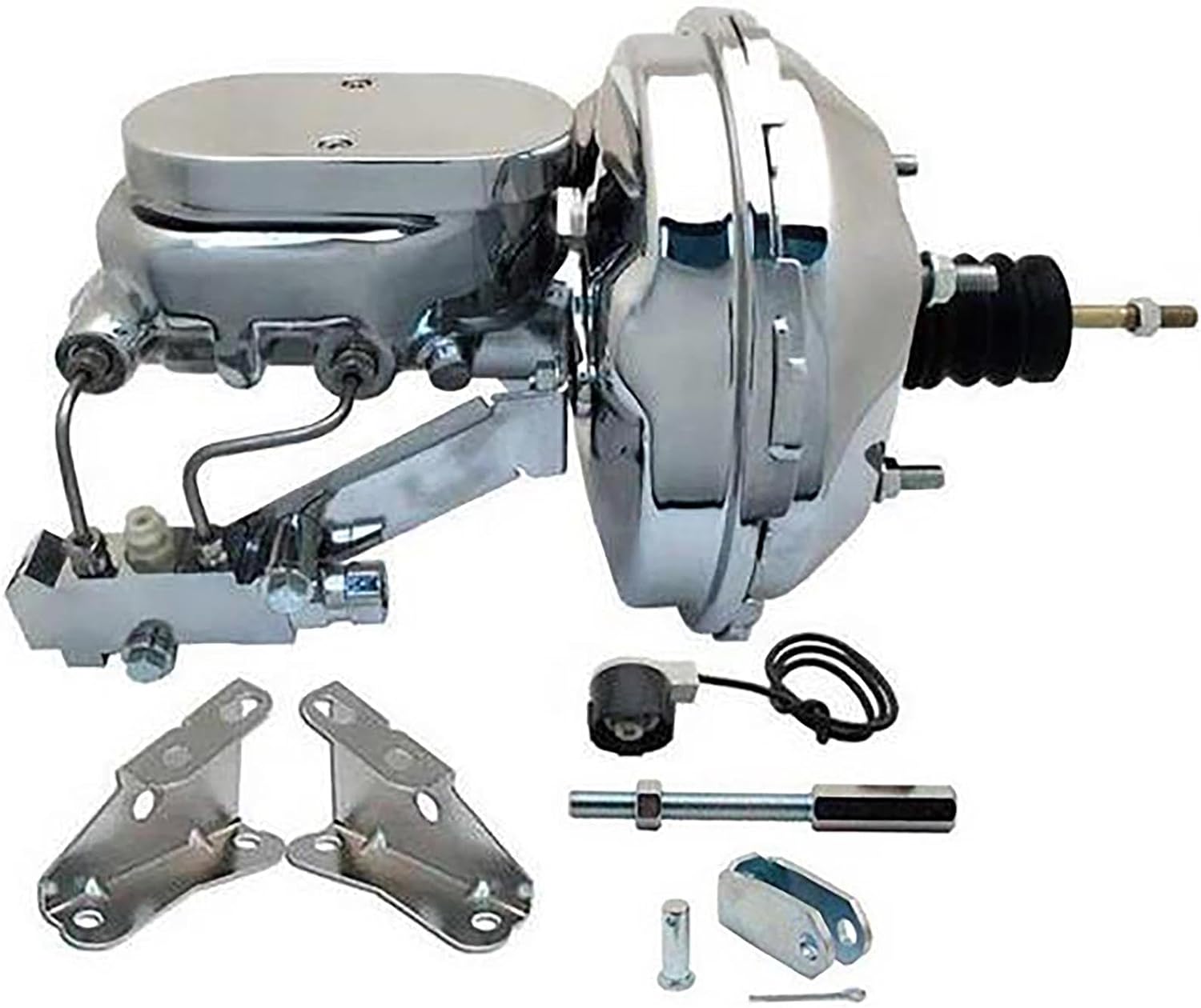 Speedway Motors 11 Inch Chrome Power Brake Booster Master Cylinder and Proportioning Valve Kit Disc/Drum Conversion Compatible with 1964-1972 GM A F X Body Chevelle Camaro Nova GTO