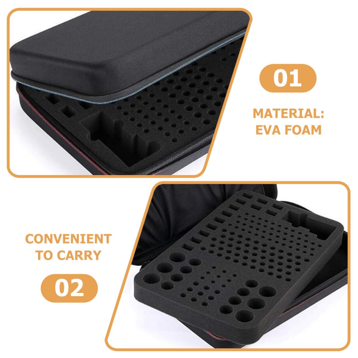 Scatola Organizzatore per Batterie in Eva Nera, Leggera | Agli Spruzzi, Antiurto e Antipolvere, Capienza Ampia per Viaggio, Adatta a Pile al Litio e Piccoli Oggetti