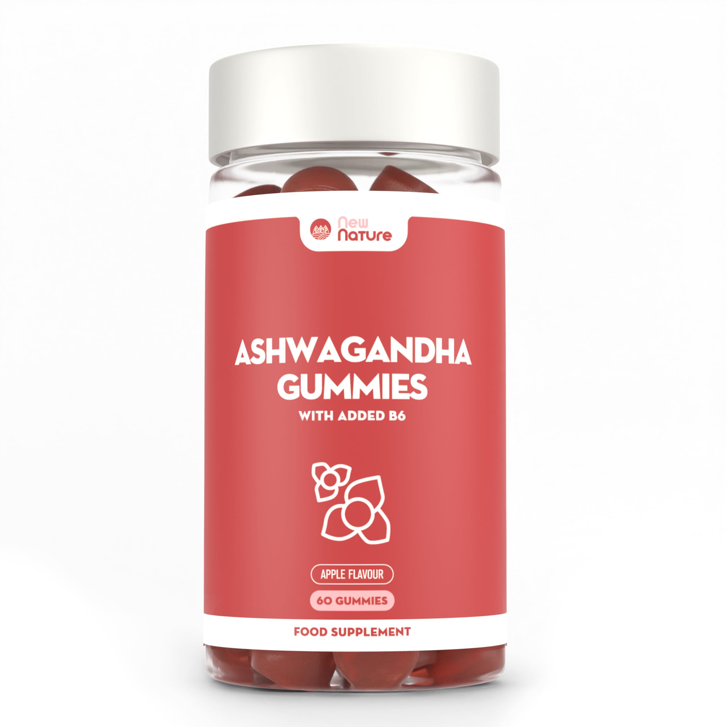Ashwagandha Gommose 1500mg - Integratore di Radice di Ashwagandha ad Alta Potenza con Vitamina B6 - Gusto Naturale di Mela - 60 Gommose