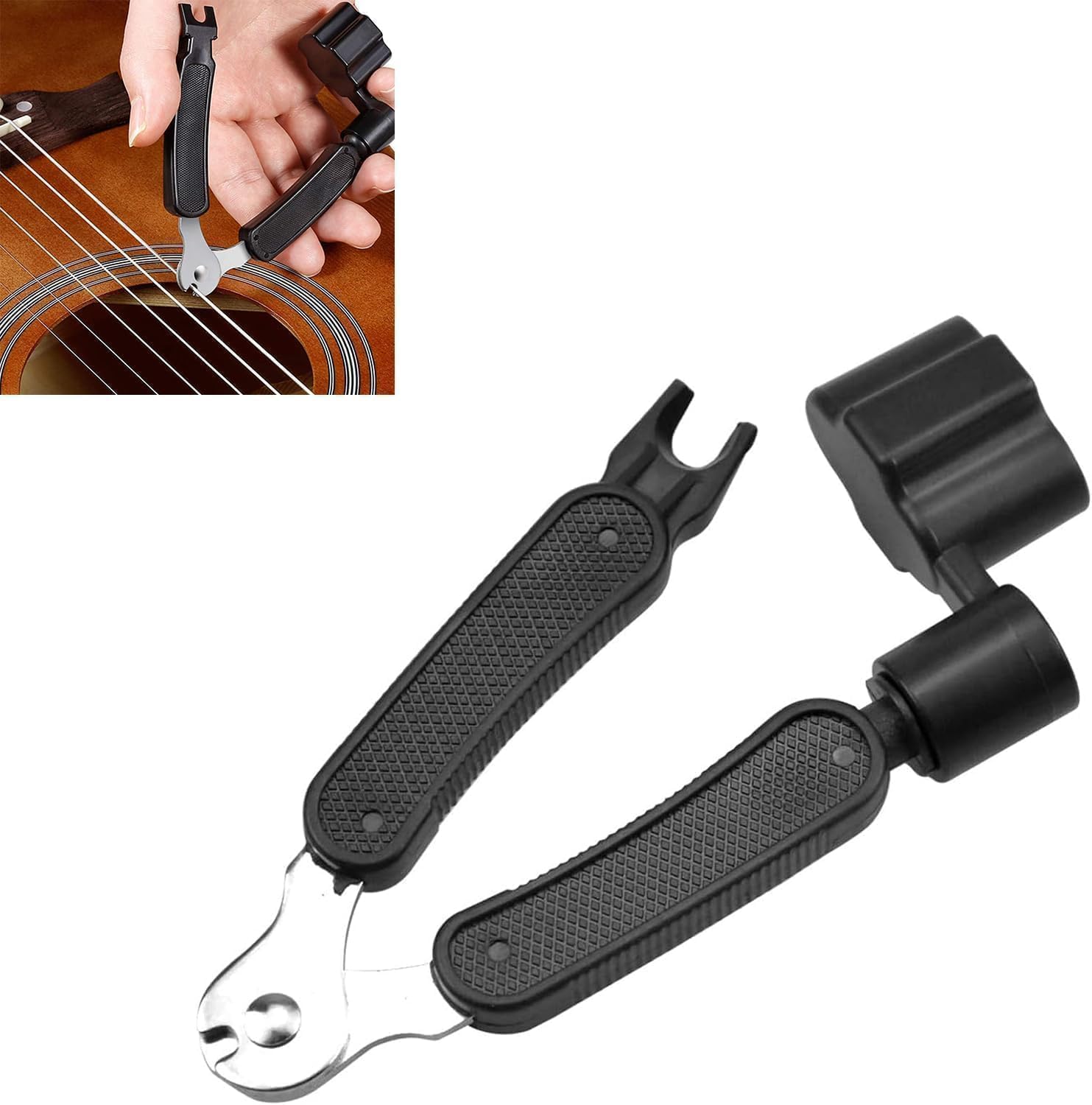 1 Pcs Guitar String Winder Cutter and Bridge Pin Puller,3-in-1 Multifunctional Guitar String Cutter,Guitar Bridge Pin Puller Instrument Repairing Guitar For Instrument Repairing Guitar (Black)