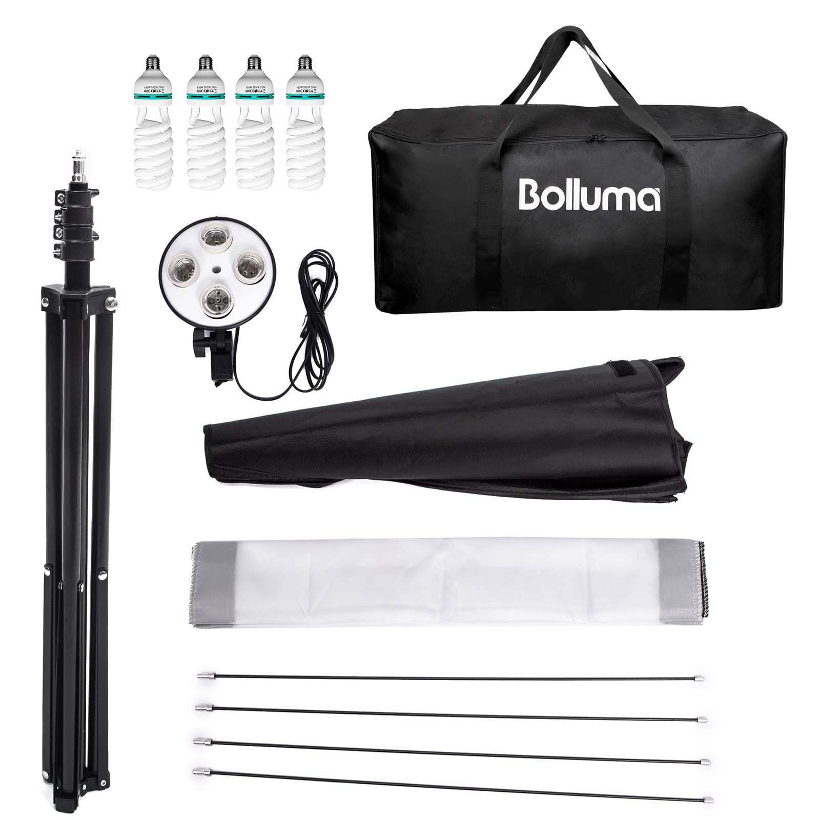 Softbox zestaw oświetlenia fotograficznego 20 x 28 cali z 4 żarówkami 135 W 5500 K, gniazdo E27 4 w 1, regulowany stojak lampy i torba, ciągłe oświetlenie portretów