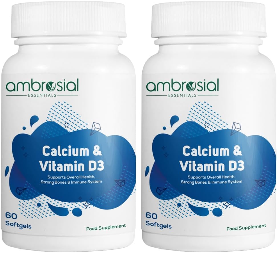 AMBROSIAL Calcium with Vitamin D Tablets (Pack of 2-120 Softgels)