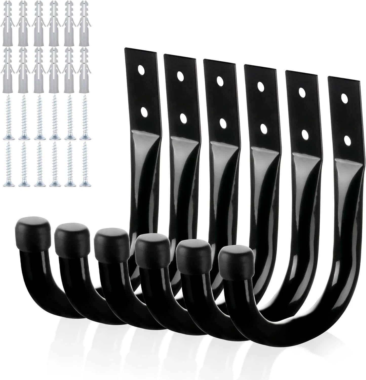 for 6 Pcs Ganchos Metal Pesados Pared Organizacion Garage Herramientas Negro