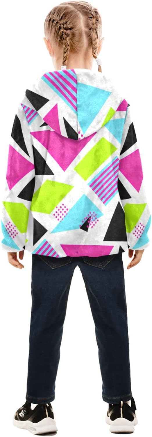 Geometric Shapes Toddler Winter Jackets Lightweight Zip Up