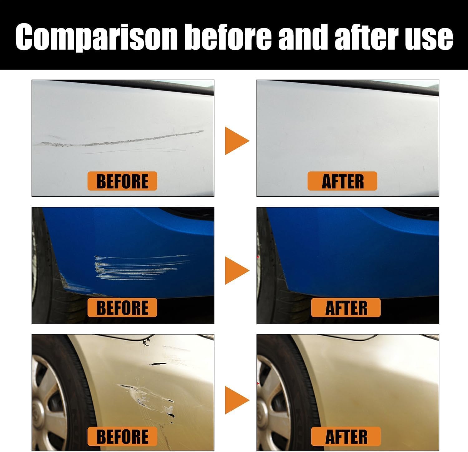 Car Scratch Remover Wax, 2026 Car Scratch Repair Paste for Deep Scratches, Scratch Remover for Vehicles, Universal Car Scratch Removal Wax with Wipe and Sponge (1PCS) — view 3