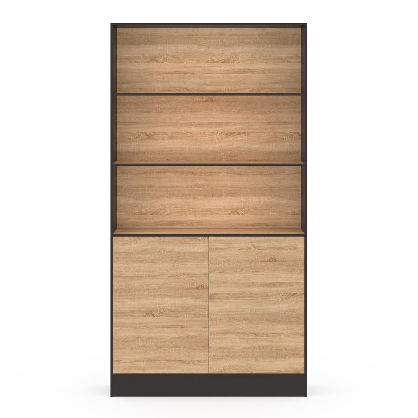 IDMarket - Carla 3 niveles XXL 1 armario negro y efecto madera H.190 cm