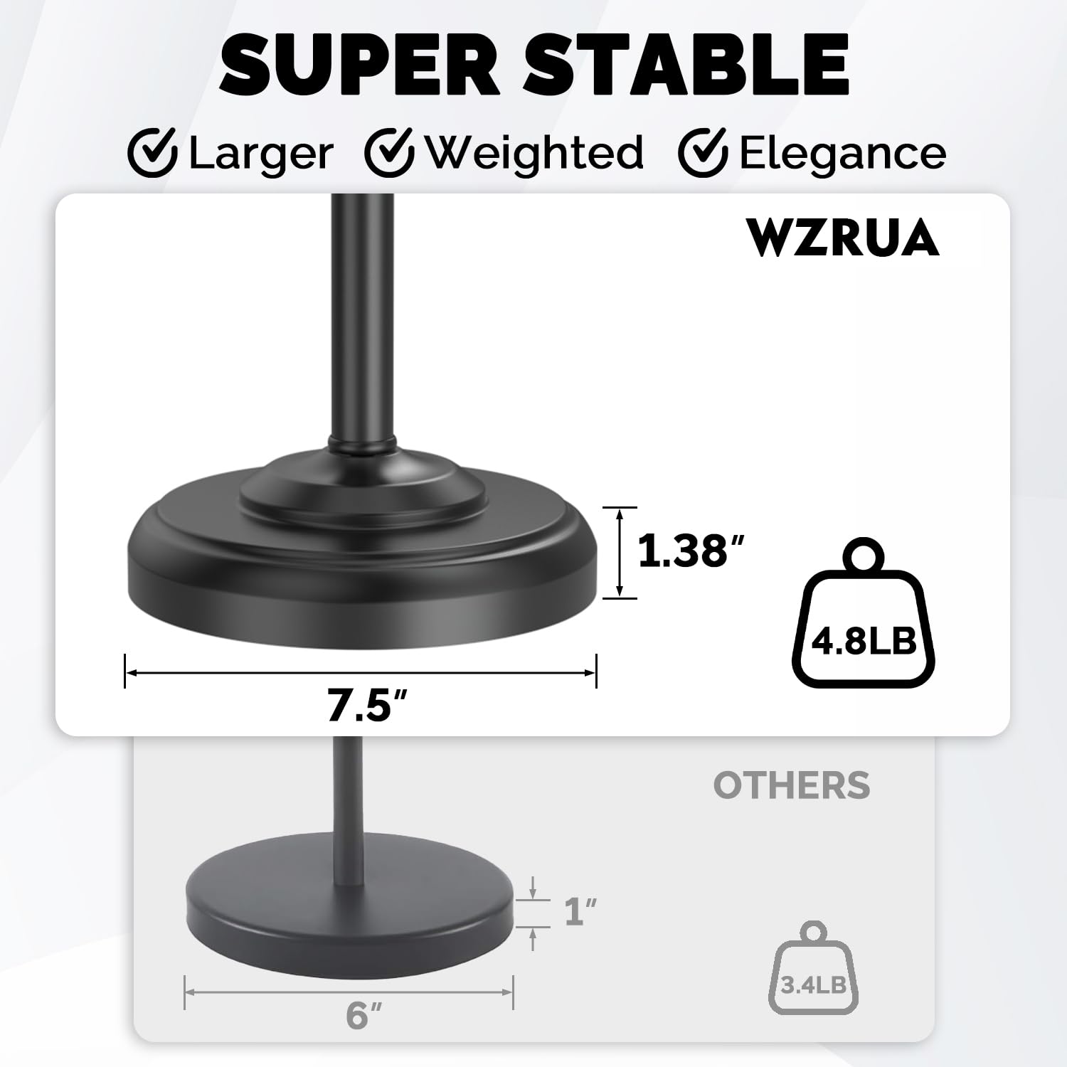 WZRUA Black Toilet Roll Holder Free Standing, Stainless Steel Toilet Roll Holder Stand - Image 4