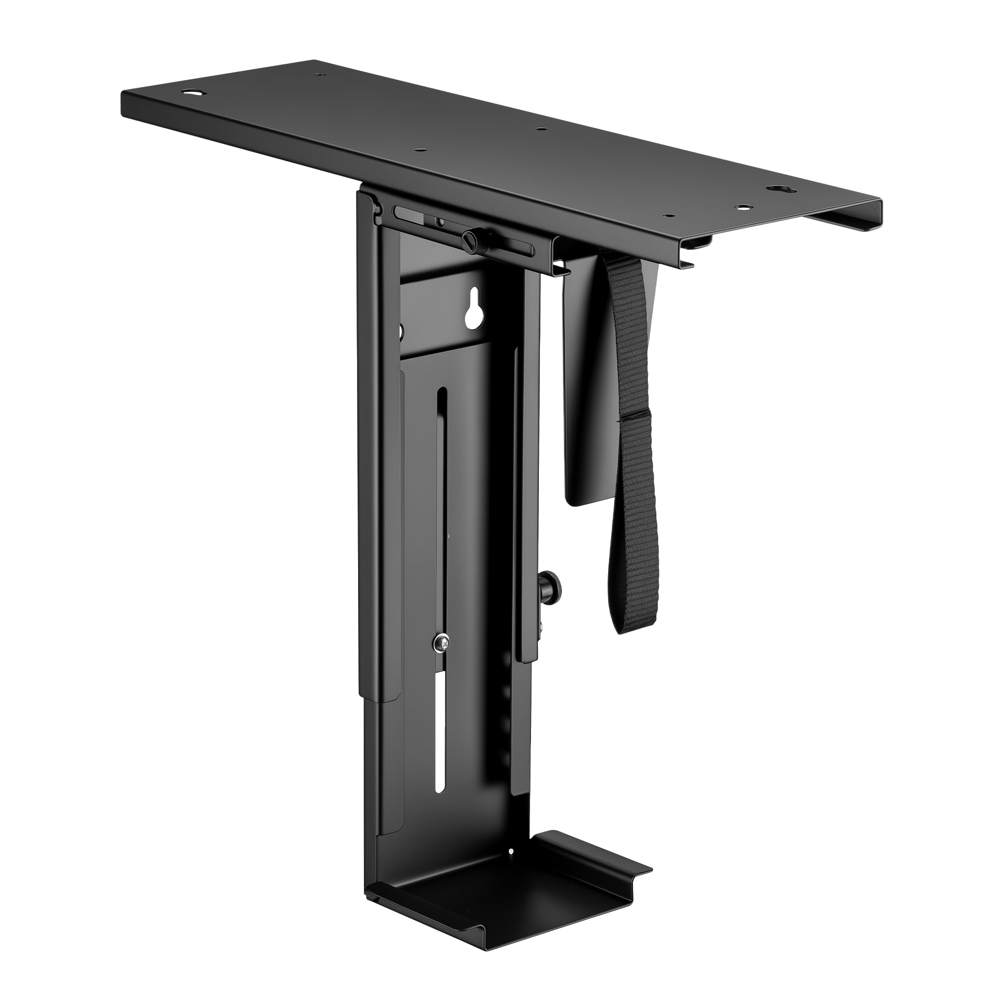 WilTec Soporte de PC bajo Mesa con riel de Deslizamiento Giratorio 360° para Carcasas hasta 10 kg