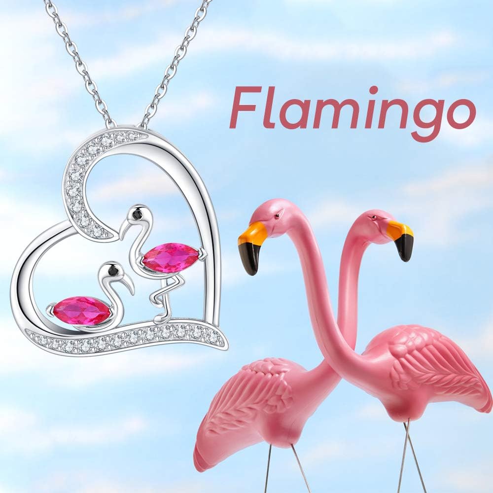 JUSTKIDSTOY Flamingo Necklace 925 Sterling Silver Animal Pendant with Cubic Zirconia Flamingo Bird Necklace Gifts for Women Wife Girlfriend - Image 6