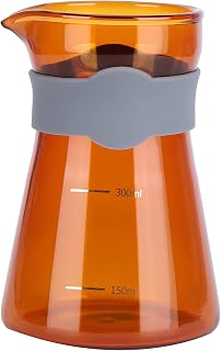 Tetera de vidrio reutilizable, tetera con cafetería manual de goteo de vidrio de borosilicato con escalera graduada, para la casa de restaurantes de la oficina en casa (Marrón)