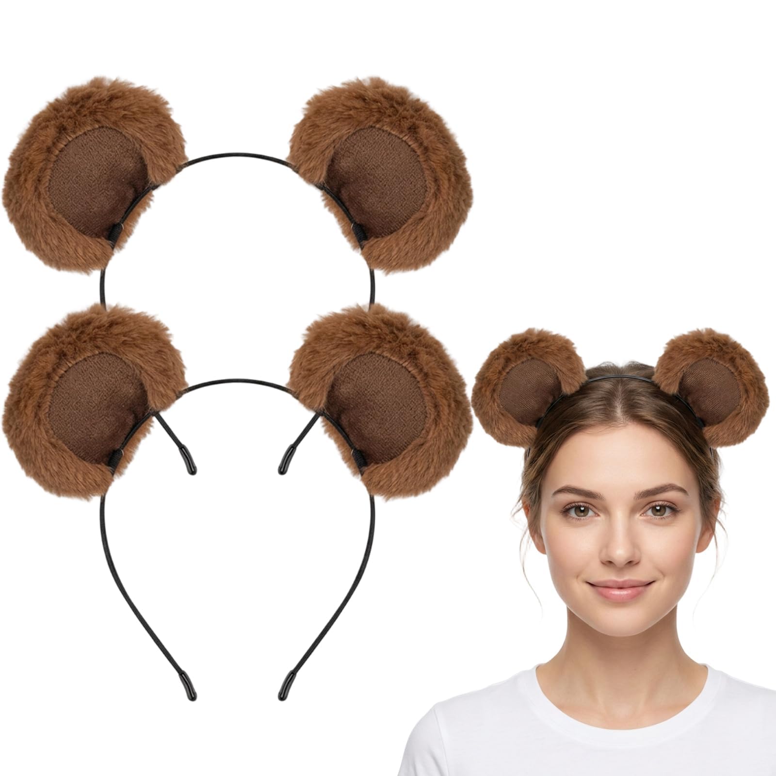 PYuWejn 2Pcs Bear Ears Headband, Teddy Bear Ears, Brown Bear Costume