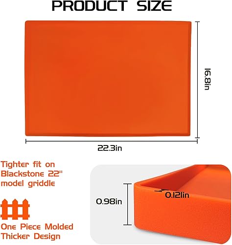 Miniatura 6 de Tapete de silicona para parrilla Blackstone de 22 pulgadas, cubierta de parrilla de superficie inferior pulida para protector de Blackstone al aire