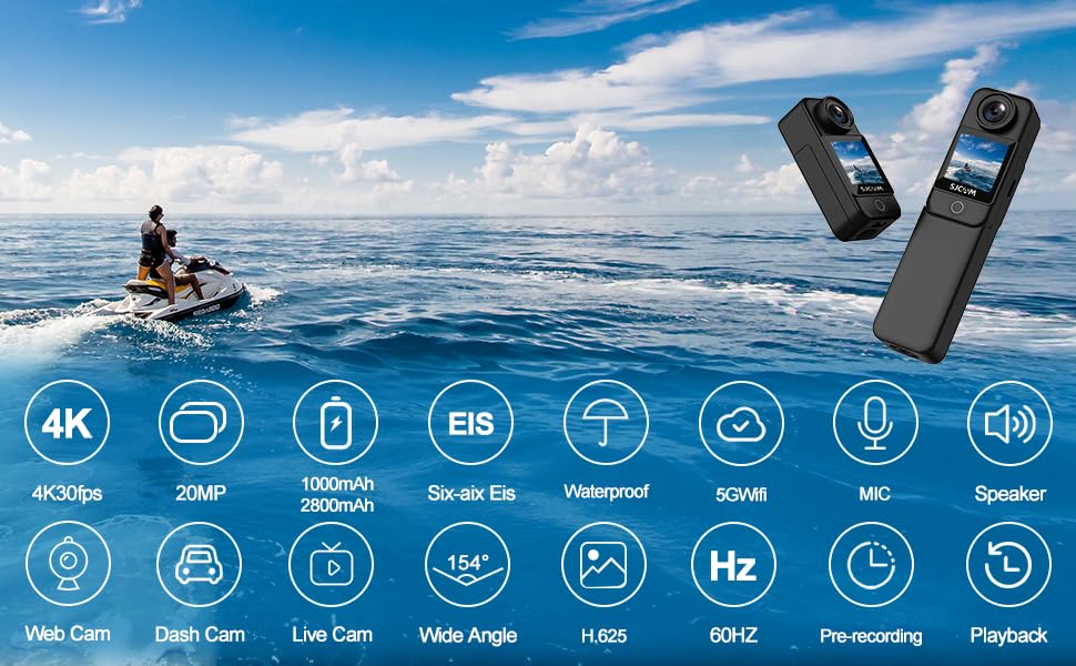 Image of (Refurbished) SJCAM C300 Action Camera with Handheld Grip | 4K30fps /20MP | 6axis gyro | Backup Upto 6 Hours | 1.33a€ Dual Touch Screen | 2.4G /5G Wi-Fi /Super night vision / /30M waterproof | Live steaming /Vlog | Black