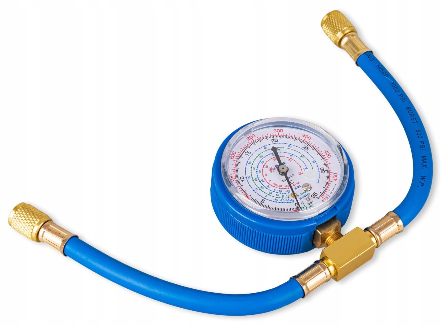 FixClima Manometer Set R32 / R410A und andre mit Schlauch & Ventil – Universell für Klimaanlagen & Wärmepumpen – Druckmessgerät bis 35 bar / 500 PSI, Service Set