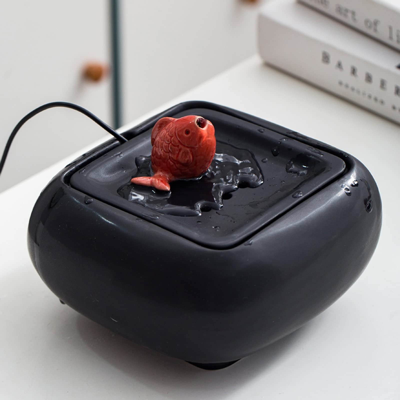 Característica del Agua en casa Fuente de Escritorio Agua Feng Shui(Negro)
