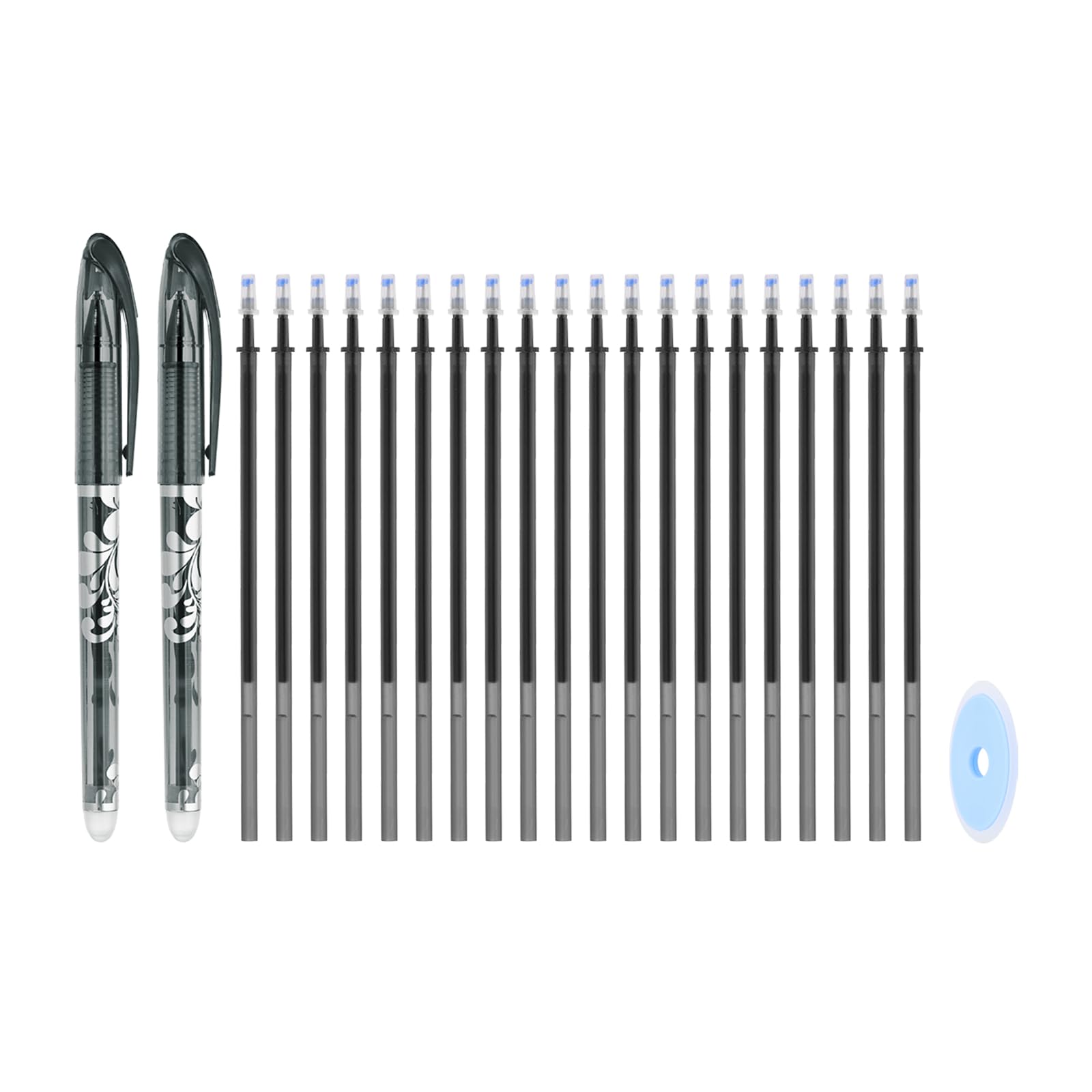 PATIKIL 2Pack Erasable Gel Pens with 20 Refills & 1 Eraser, 0.5mm Heat Erasable Pens for Fabric Black Ink Fabric Markers for Sewing Quilting Planner Writing โ image 1