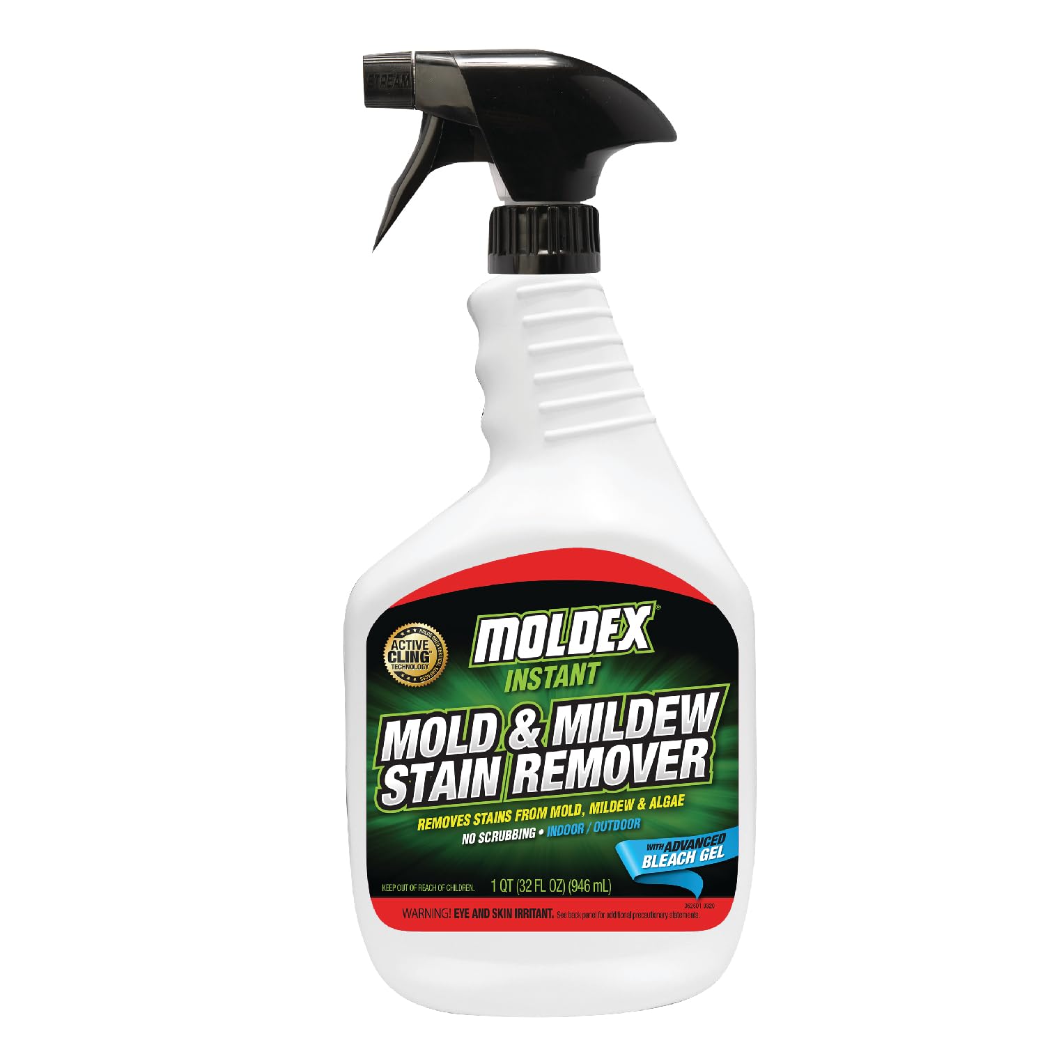 Moldex 7010 Mold & Mildew Instant Stain Remover Trigger Sprayer, 32 oz