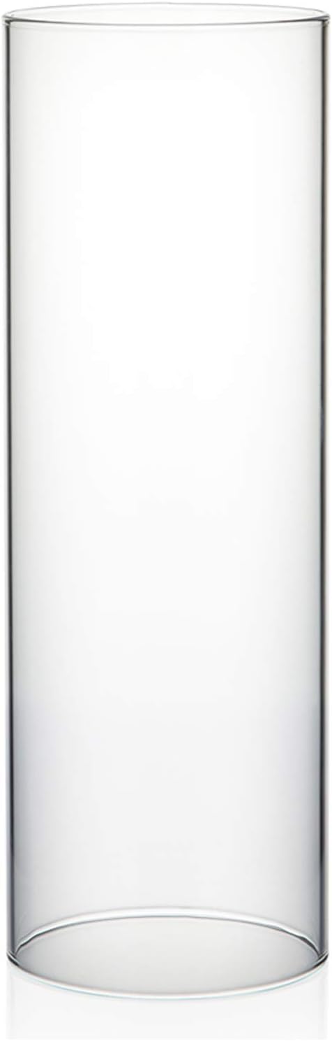 WGVI Hurricane Candleholders, Wide 4", Height 12", Clear Glass Cylinder Open Both Ends, Chimney Tube, Open Ended Hurricane, Candle Shade, 1 Piece