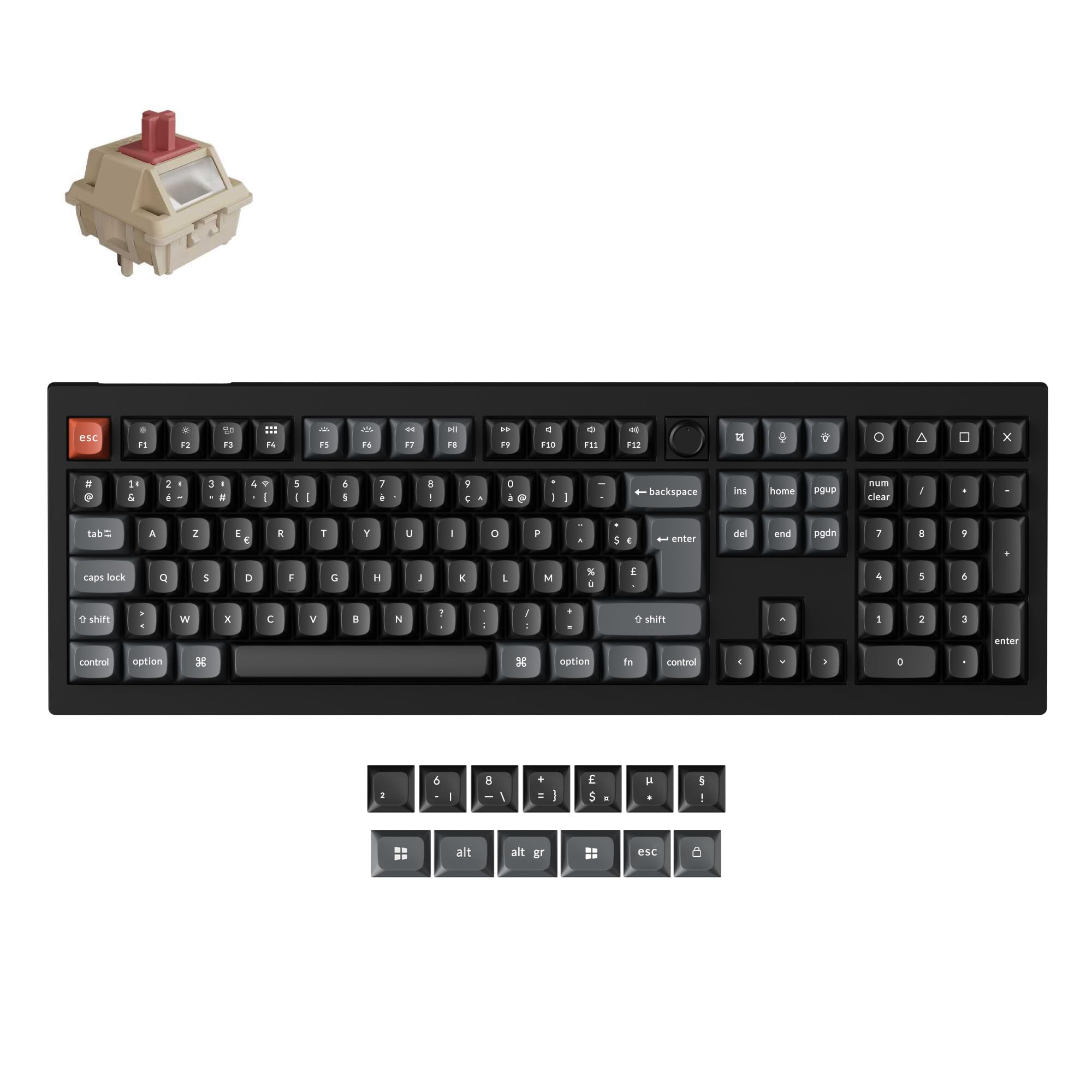 Keychron V6 Ultra 8K Clavier Mécanique sans Fil Pleine Taille, 2.4G/Bluetooth 5.3/USB-C, Touches PBT OSA, RGB Personnalisable, Switches Rouges Pom Hot-Swap pour Mac/Windows/Linux (Disposition AZERTY)