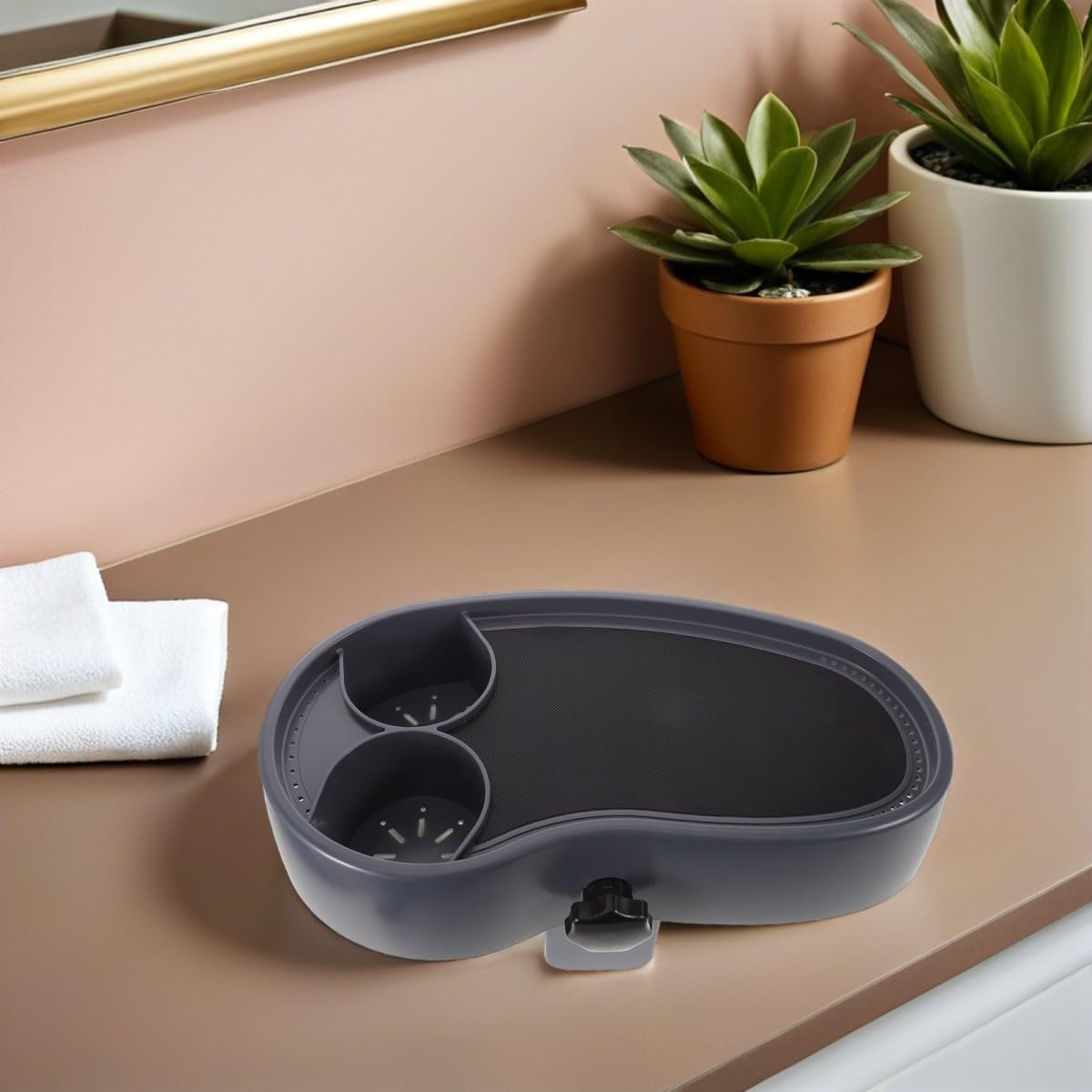 ifundom Bandeja Ajustable para Bañera Antideslizante con Soporte para Bebidas y Orificios de Drenaje Mesa Lateral de Plástico para SPA Compatible con Grosor para Snacks y Teléfonos