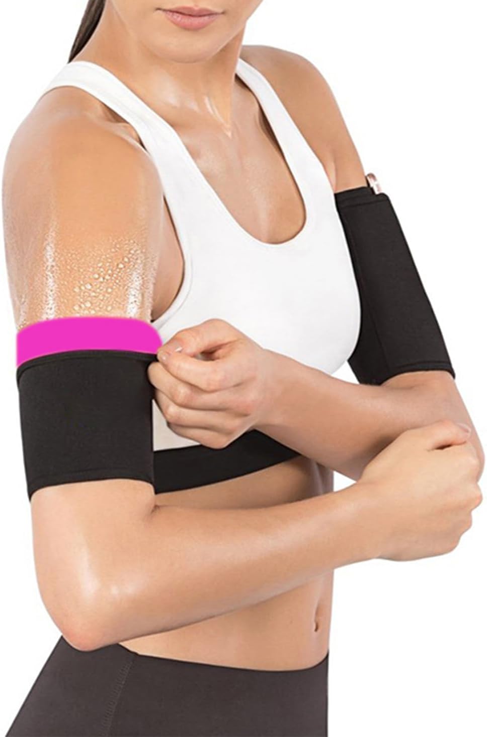 WenX Arm Trimmers for Women Arm Slimmer Sweat Bands - Neoprene Compression Arm Toner Sleeves for Sports Workout, 2 Pack