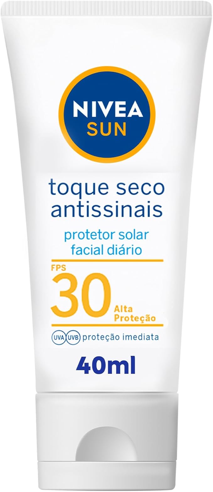 NIVEA SUN Protetor Solar Facial Toque Seco Antissinais FPS 30 40ml - Diário FPS 30, proteção UVA/UVB, previne o envelhecimento da pele, textura não oleosa, controla o brilho Menor preço em NIVEA SUN Protetor Solar Facial Toque Seco Antissinais FPS 30 40ml - Diário FPS 30, proteção UVA/UVB, previne o envelhecimento da pele, textura não oleosa, controla o brilho