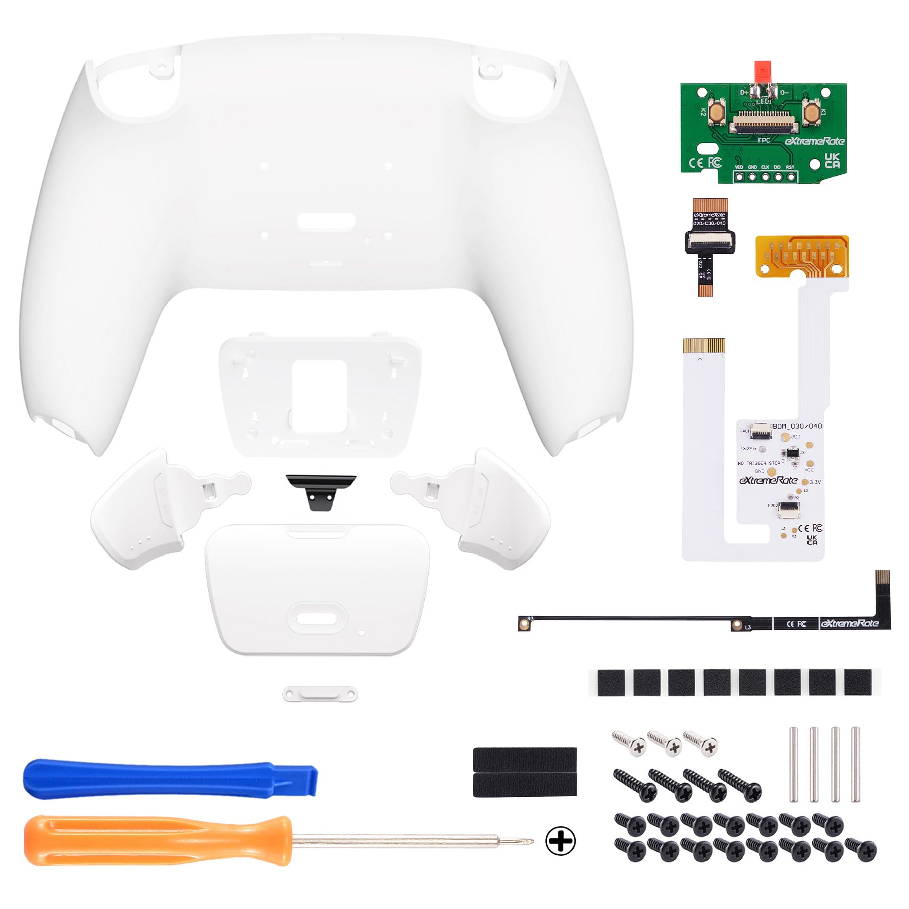 eXtremeRate Rise V3 Remap Kit Programmabile per ps5 Controller,Palette Cover Posteriore Tasti Aggiuntivi Back Button per ps5 Joystick(BDM-030/040/050)-Bianco
