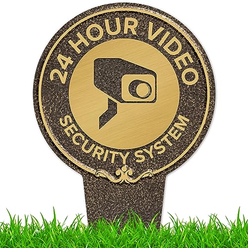 Image of 24-Hour, Video Security System Sign, 9x17, Heavy Duty Integrated Ground Stakes, Indoor /Outdoor Use, Rust Free Aluminum Composite, Made in USA by My Sign center