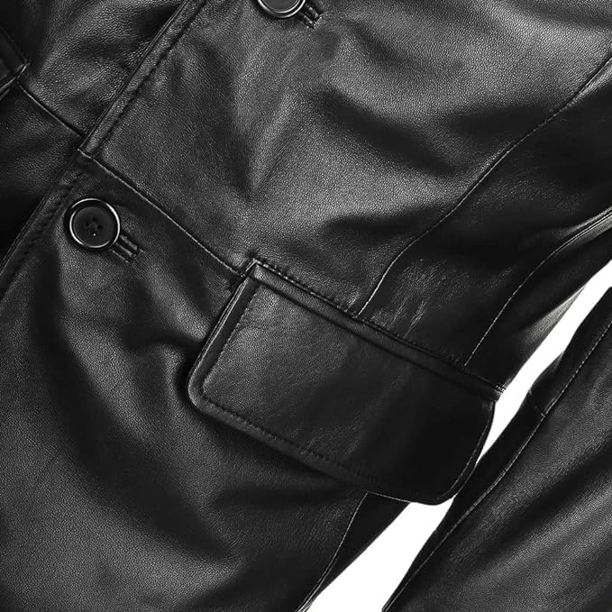 Leather Blazer for Men Real Lambskin Mens Leather Coat Classic 2 Button Black Leather Blazer Men Leather Coat - Image 6