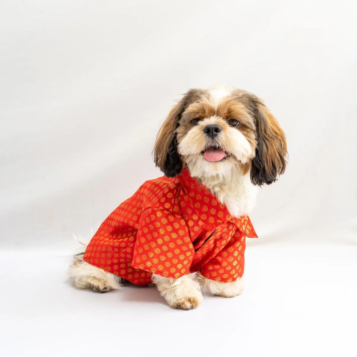Pawgy Pets Red Brocade Occasion Wear Shirt for Dogs – Perfect Festive Outfit (S) (B0DF75VDRR) Amazon Price History, Amazon Price Tracker