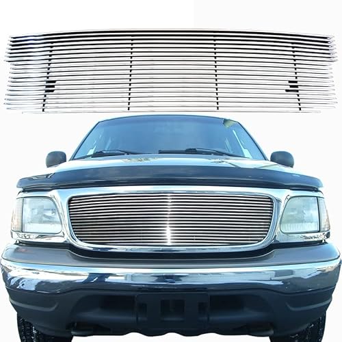 Billet Grille Insert Fits 1999-2003 Ford F-150/Lightning/Harley Davidson Front Upper Grille Inserts Cover Guard Replament Aluminum 1Pc 2000 2001 2002 #TOP29