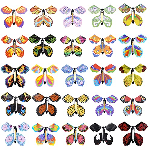Tongcloud 25pcs Magic Wind Up Flying Butterfly Magic Fairy Flying