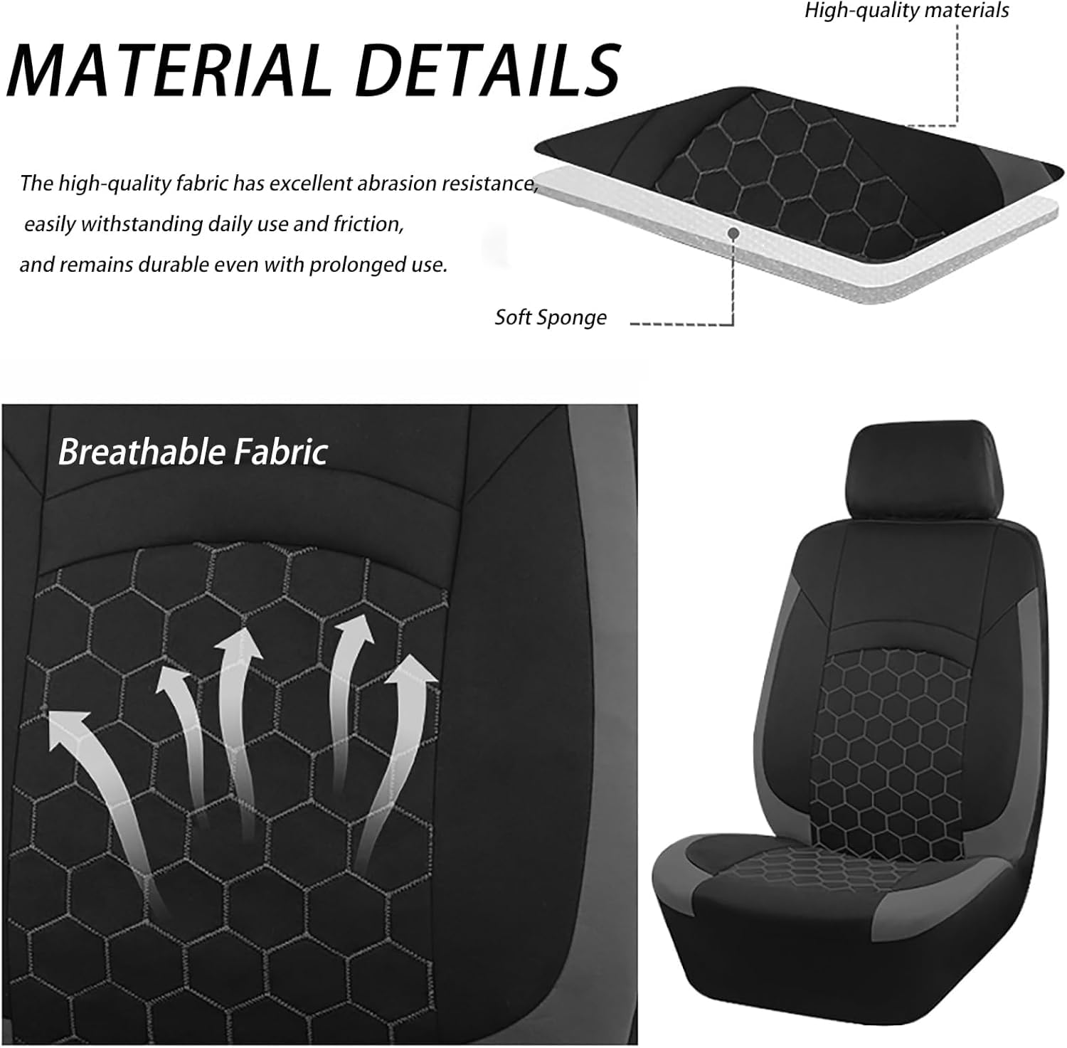 Housses de Siège pour Hyundai INSTER 2024 2025, Voiture Kit Complet Gris Couvre-Siège Avant Arrière Protecteur Coussin Automobile Accessoires Auto