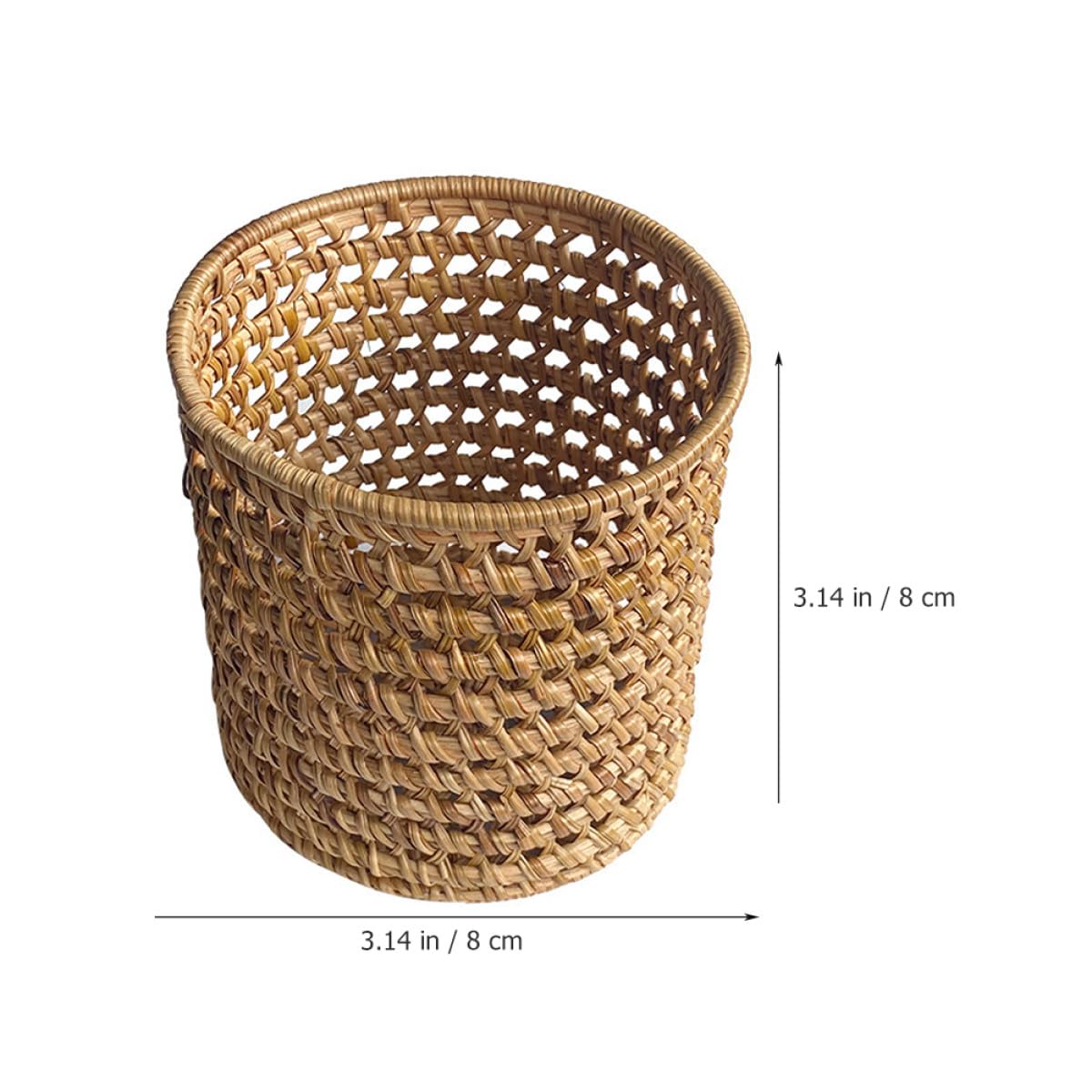 Zerodeko Porte-stylo en Rotin Tressé Naturel, Pot à Crayons Multifonction Petit Format Ø8x8 Cm, Organiseur de Stylos et Pinceaux de Maquillage pour Bureau et Maison