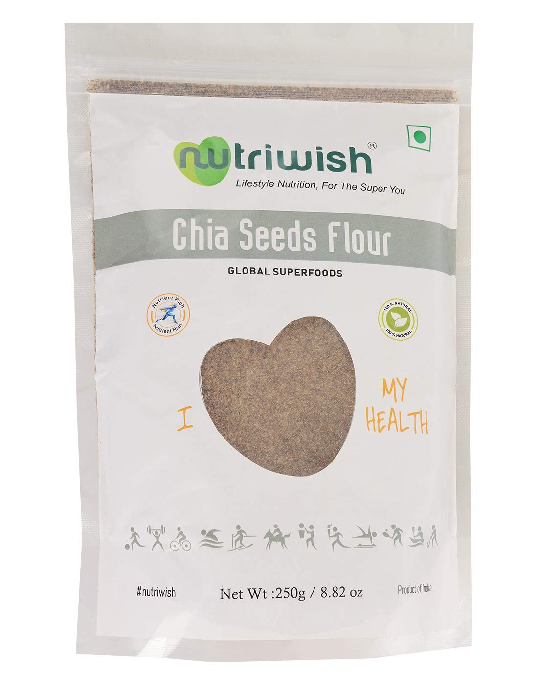 Nutriwish Chia Seeds Flour, 250 g | Fiber Rich | Diet Food | Rich in Omega 3 | (B082WTFT8S) Amazon Price History, Amazon Price Tracker