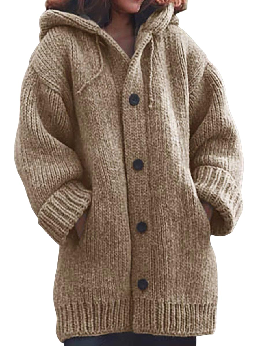Womens Oversized Hooded Knit Cardigans Cozy Chunky Sweaters for Fall and Winter Layering