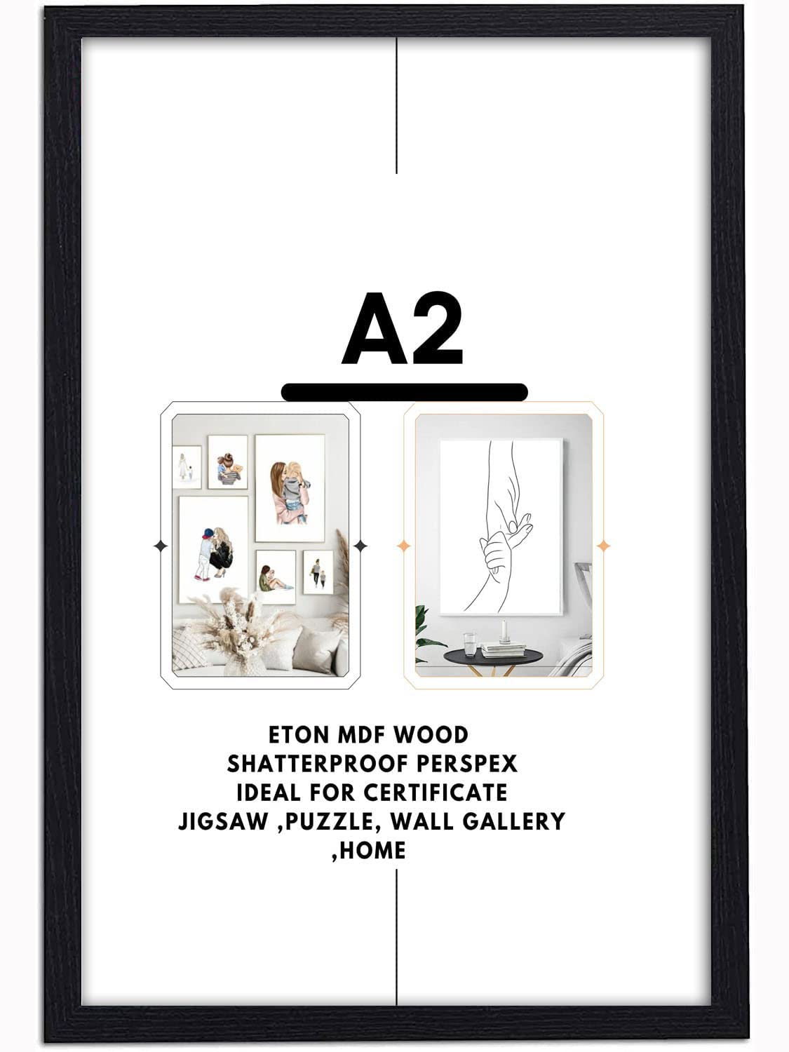 DEALS ON DEAL Picture Poster Frames A2 Photo Frames Sturdy A2 Frame Made of Solid Eton Wood with Clear Perspex Front Portrait or Landscape Perfect for Home, Office Livingroom Decor
