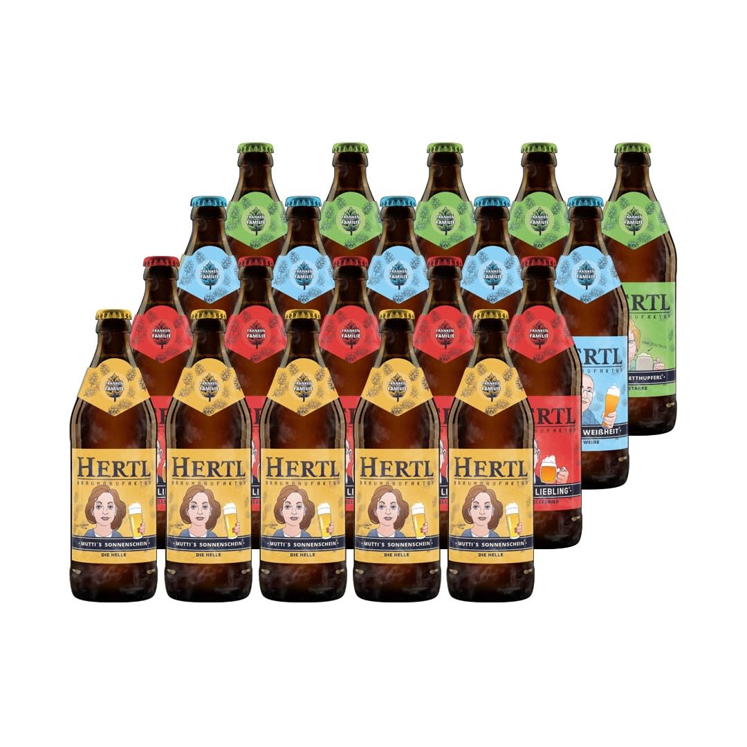 Hertl Großes Mischpaket | Opa, Mutti, Papa & Oma | Fränkische Bierauswahl | Ideal zum Probieren | 20 x 0,5L Flaschen
