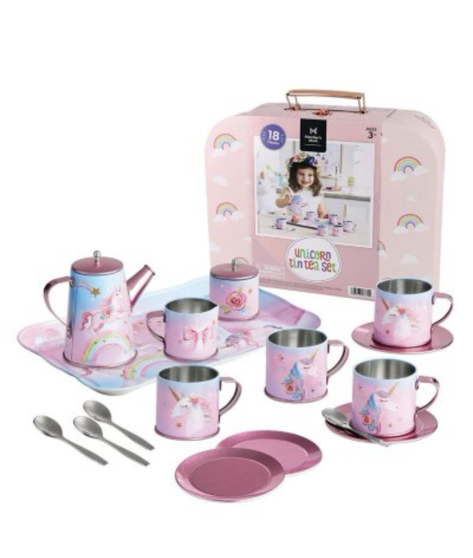 Member's Mark Mermaid Tin Tea Set, 18 pc
