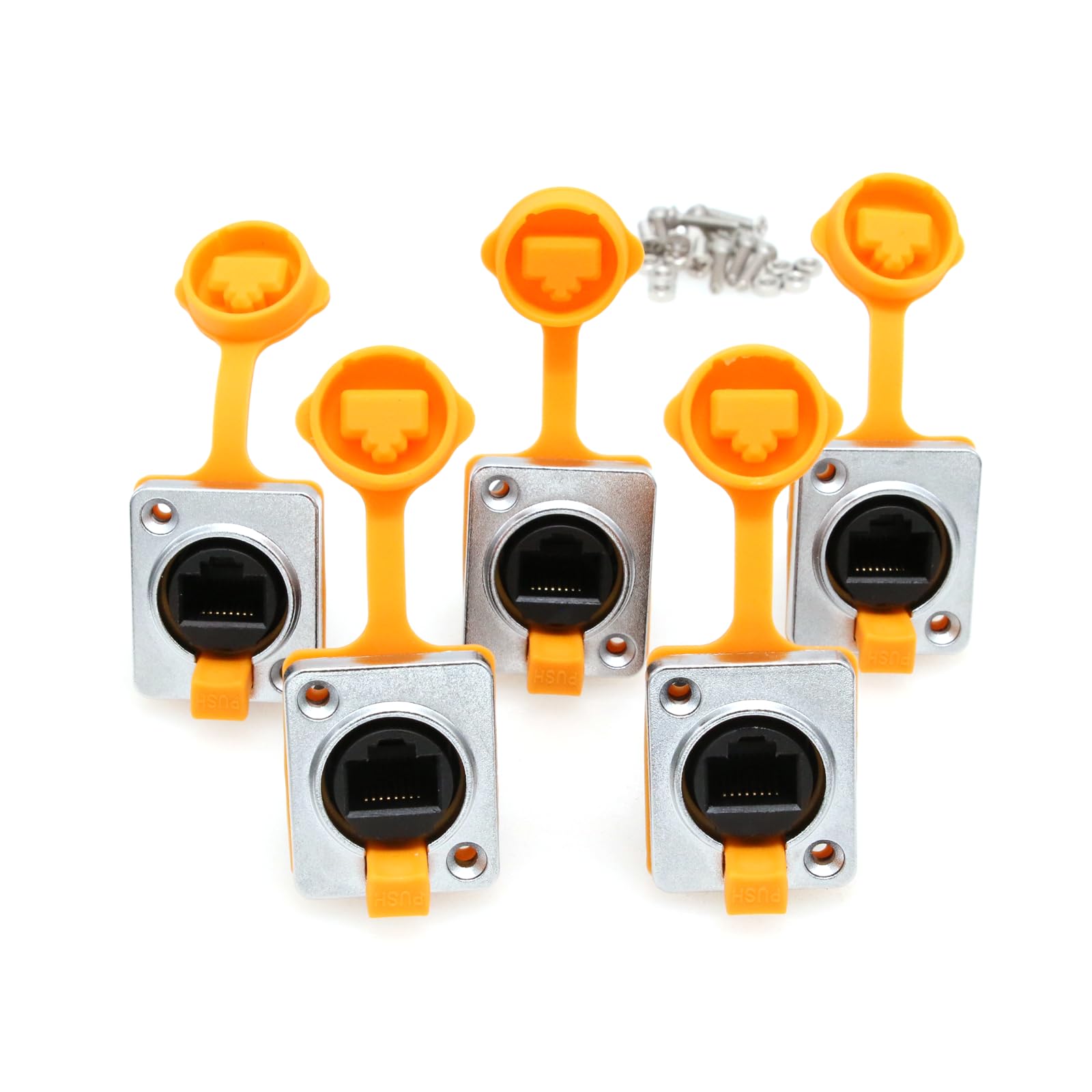 SZRMCC Conector de Montaje en Panel RJ45 Cat5e RJ45 Ethernet Hembra módulo LAN mamparo Acoplador de Montaje en Panel IP65 Conector Impermeable con Tapa Antipolvo