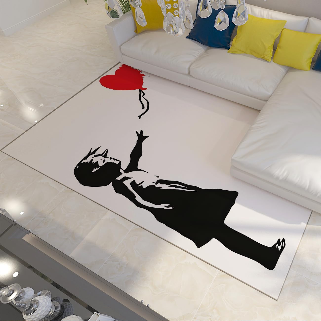 Tapis à poils ras doux décoration artistique Banksy haut de gamme