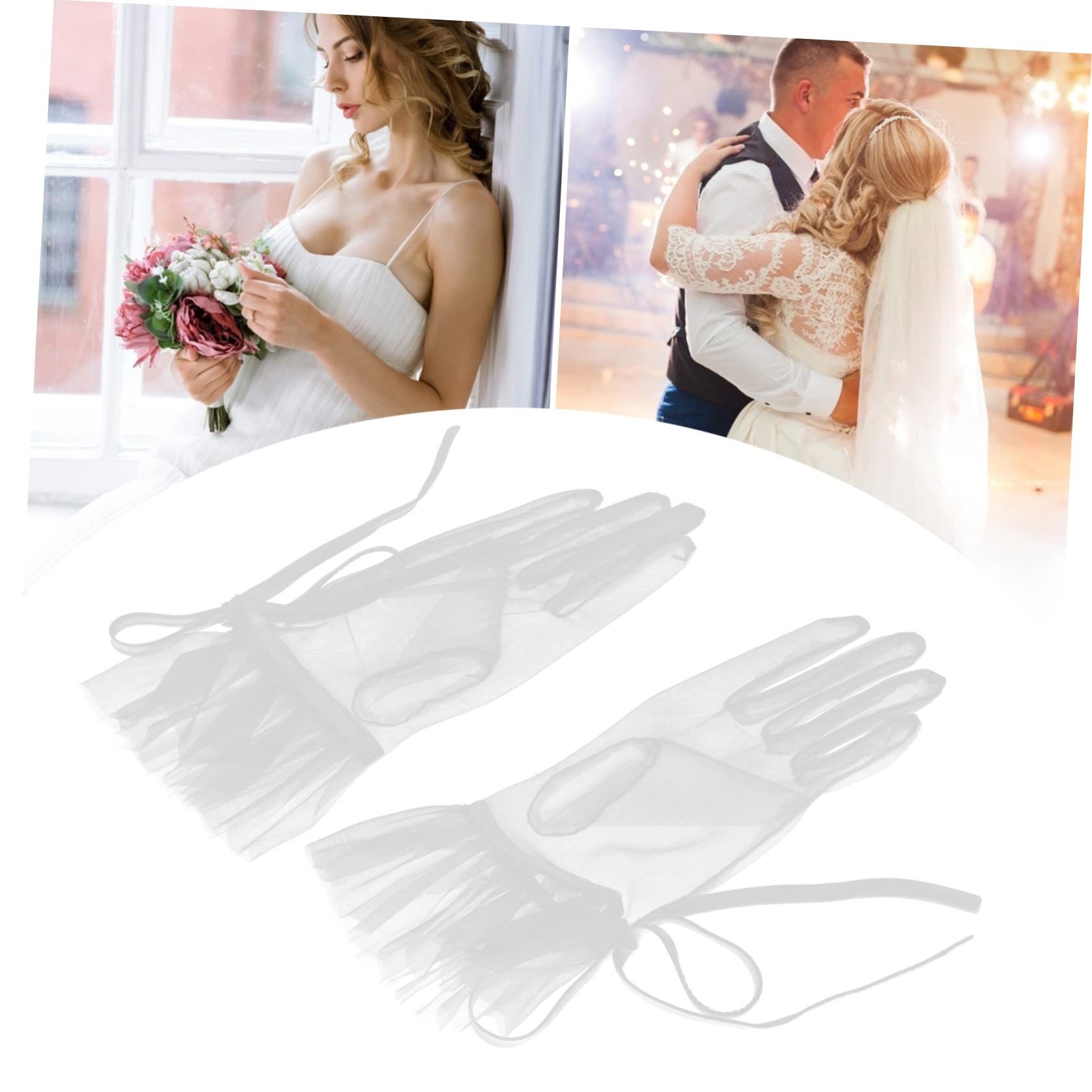 Guantes Accesorios de Novia Nupcial Velo Corto para Novia Paseo Vestido de Novia Vestido de Lujo Patas muñequeras Suministro de Boda