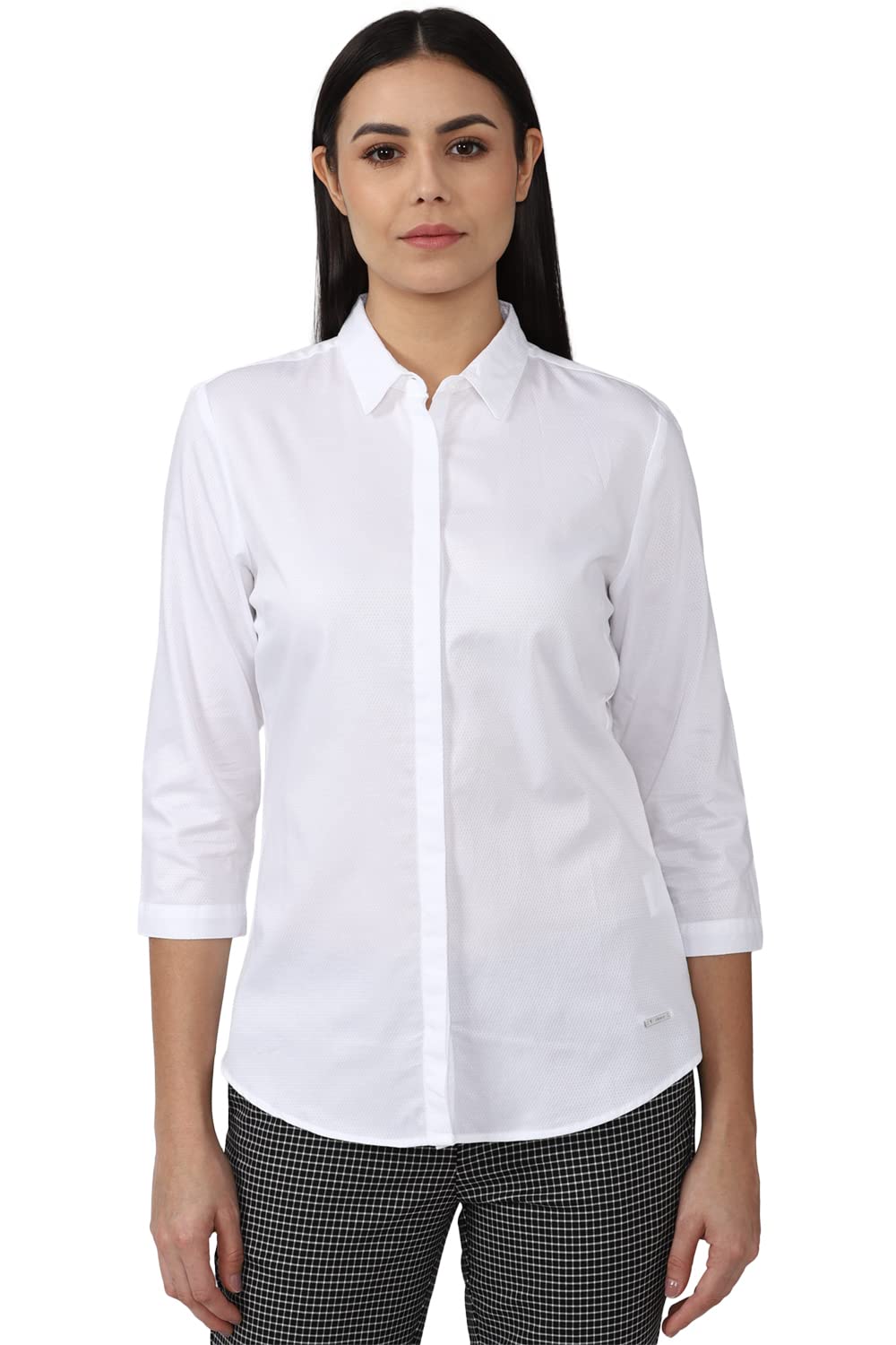 Van HeusenWomen's Cotton Solid Regular Fit Shirt