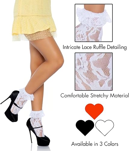 Miniatura 3 de De Leg Avenue calcetín tobillera de encaje OS con pliegue