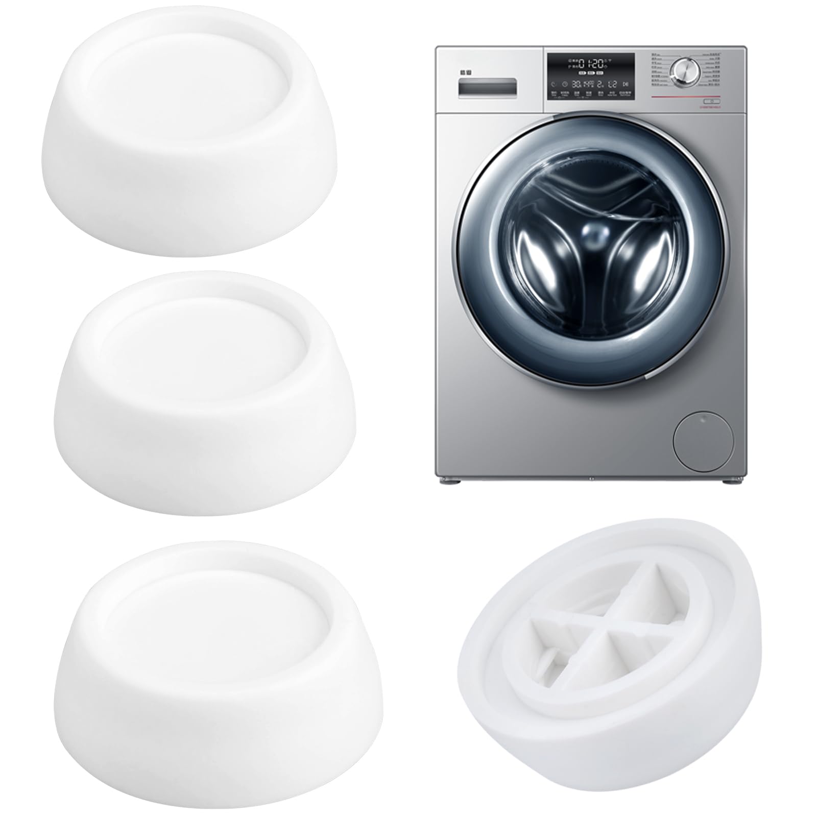 Neikafan 8 stuks wasmachines, trillingsdemper, ronde trillingsdemper, Miele- wasmachine, demper, voeten, antislip, rubberen voetjes voor wasmachines en drogers