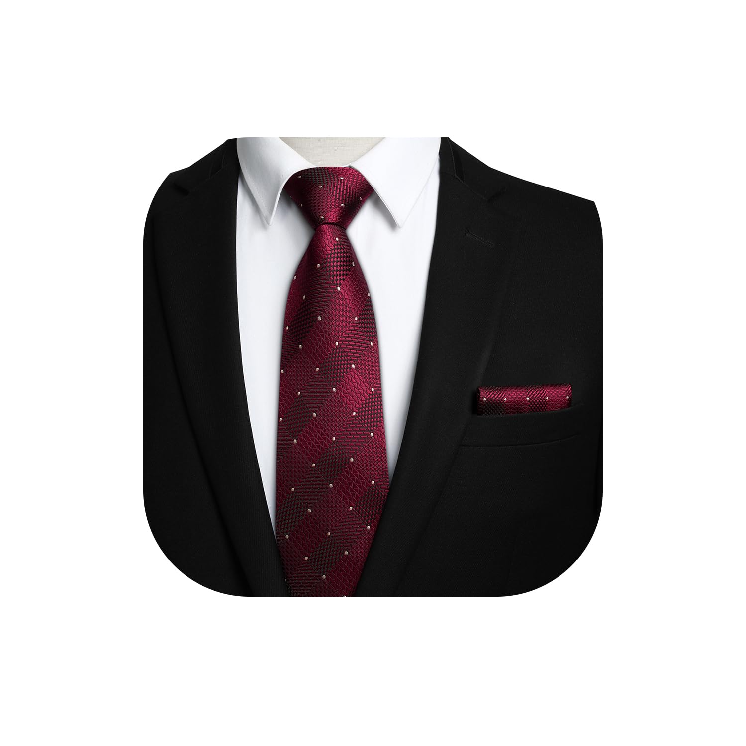 HISDERNMens Tie and Pocket Square Set Formal Classic Elegant Check Ties for Men UK Wedding Party Business Necktie and Handkerchief