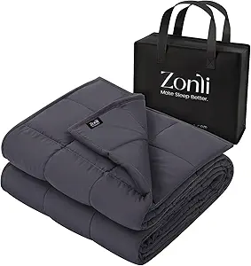 ZonLi Weighted Blanket (60"x80", 15lbs, Dark Grey) Queen Size Weighted Blanket for Adults, High Breathability Cooling Heavy Blanket, Soft Material with Premium Glass Beads, All-Season, Easy Care