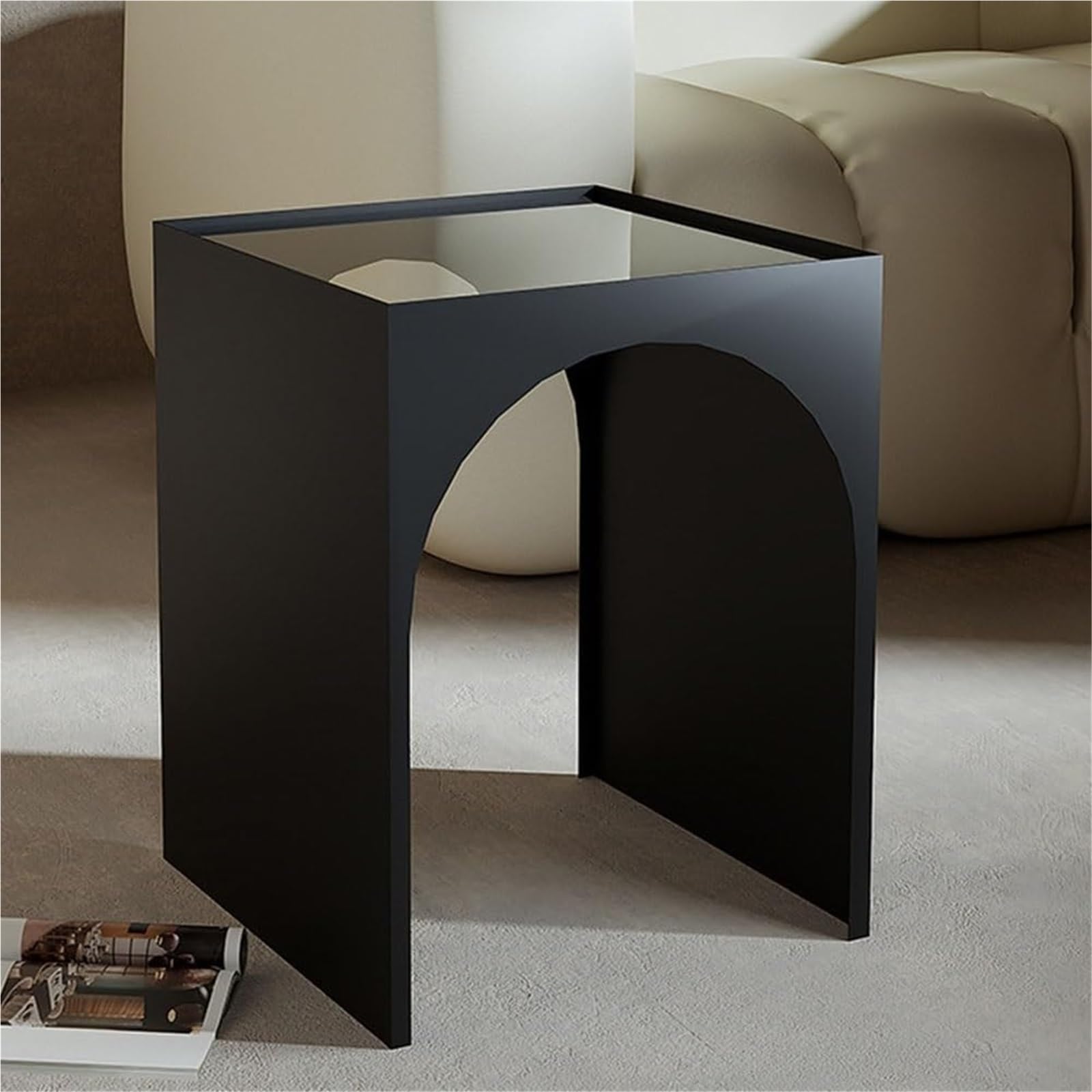 SXZenSpace Iron Side Table with Acrylic Top End Accent Tables Nightstand Small Coffee for Living Room Spaces Multi-Purpose