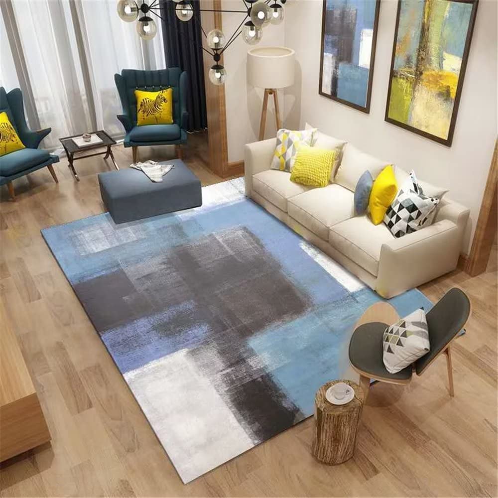 Carpette salon de tapis bleu flou pour créer une ambiance graffiti rétro unique