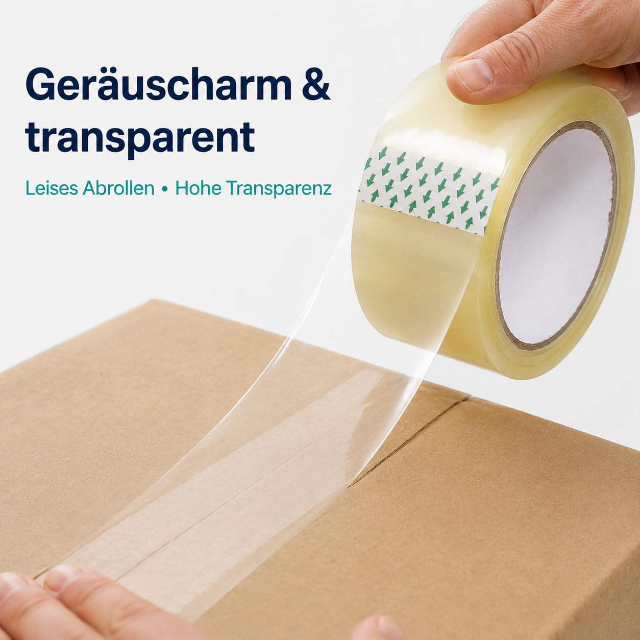 72 Rollen Packband Transparent – 70 mm x 66 m, Vorratspack, Leise Abrollend & Reißfest